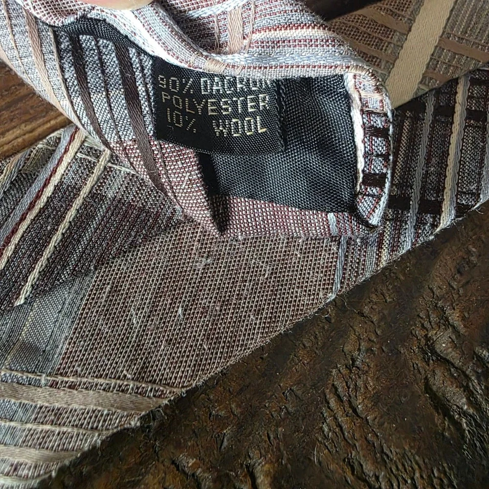 Vintage wool blend plaid slim tie necktie